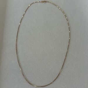 14k Solid Gold Box Chain Necklace 585 Italy Yellow Gold 16.25” Unisex Chain